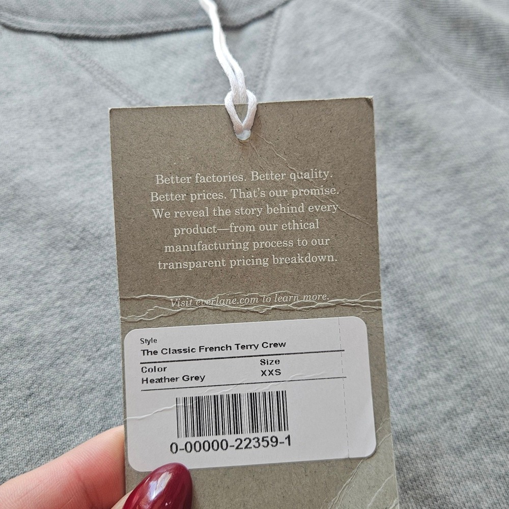 Everlane The Classic French Terry Crewneck Sweatshirt Heather Gray XXS‎ - Picture 8 of 13